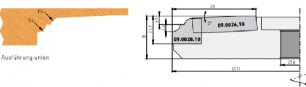 HW Wechselplatten Abplattfräser 200x35x30 Z2+2 Aluminium Ausführung unten (Rechtslauf)